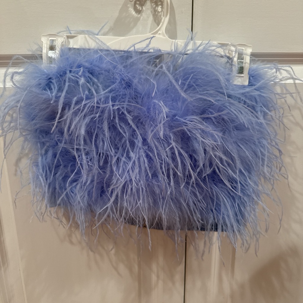 Blue fur bandeau top